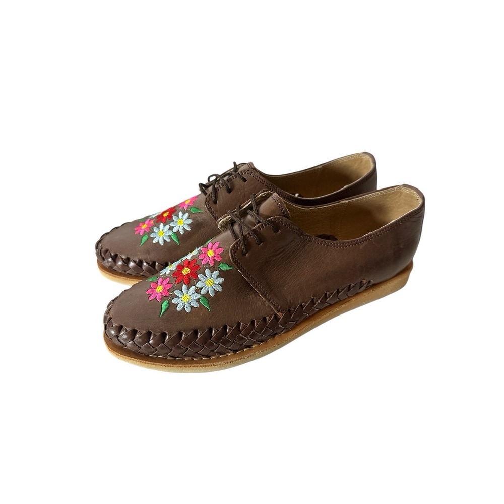 New‎ Mestizo Artesanias Shoes Womens Size 26. US 9 Floral Embroidered Leather - Picture 3 of 7